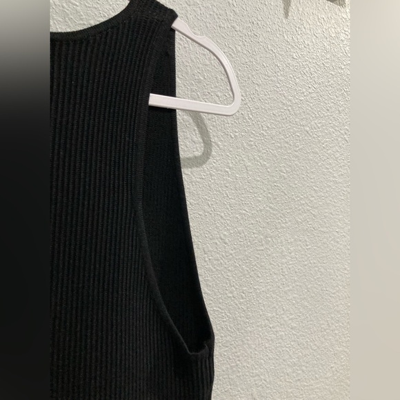 House Of Harlow Black Ribbed Feminine Mini Dress Neutral Contemporary Casual - Picture 9 of 9